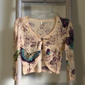 Anthropologie by Moth Cropped Butterfly Cardigan Shrug Size Small